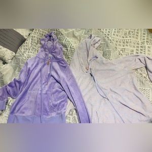 2 purple velour zip ups